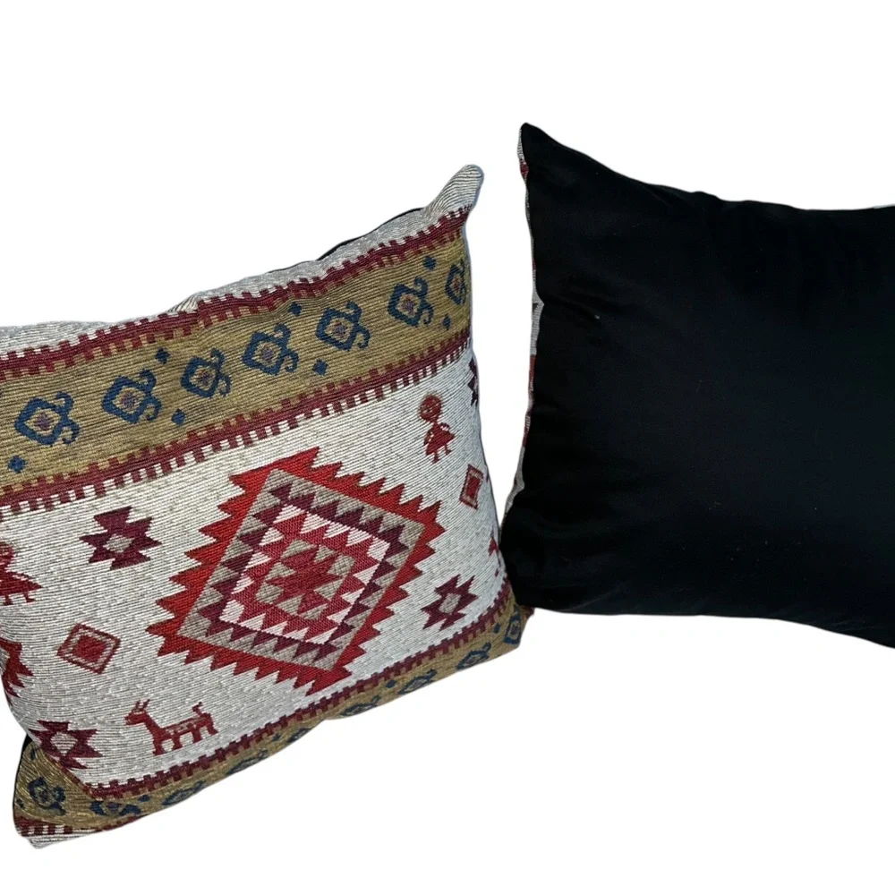 Aztec Navajo print pair two large accent pillows
